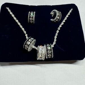 Montana- Set Silver Chain Earring and 3 Rings Pendant